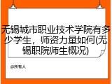 无锡城市职业技术学院有多少学生，师资力量如何(无锡职院师生概况)