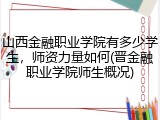 山西金融职业学院有多少学生，师资力量如何(晋金融职业学院师生概况)