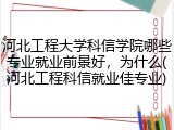 河北工程大学科信学院哪些专业就业前景好，为什么(河北工程科信就业佳专业)