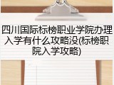 四川国际标榜职业学院办理入学有什么攻略没(标榜职院入学攻略)
