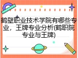 鹤壁职业技术学院有哪些专业，王牌专业分析(鹤职院专业与王牌)
