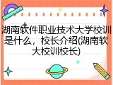 湖南软件职业技术大学校训是什么，校长介绍(湖南软大校训校长)