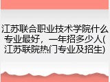 江苏联合职业技术学院什么专业最好，一年招多少人(江苏联院热门专业及招生)