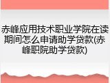 赤峰应用技术职业学院在读期间怎么申请助学贷款(赤峰职院助学贷款)