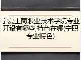 宁夏工商职业技术学院专业开设有哪些,特色在哪(宁职专业特色)