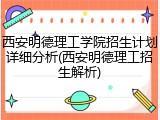 西安明德理工学院招生计划详细分析(西安明德理工招生解析)