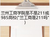 兰州工商学院是不是211或985高校("兰工商是211吗")