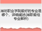 潍坊职业学院最好的专业是哪个，详细阐述(潍职最佳专业解析)