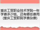 重庆工贸职业技术学院一年学费多少钱，还有哪些费用(重庆工贸职院学费杂费)