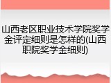 山西老区职业技术学院奖学金评定细则是怎样的(山西职院奖学金细则)