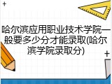 哈尔滨应用职业技术学院一般要多少分才能录取(哈尔滨学院录取分)