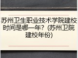 苏州卫生职业技术学院建校时间是哪一年？(苏州卫院建校年份)