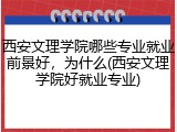 西安文理学院哪些专业就业前景好，为什么(西安文理学院好就业专业)