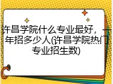许昌学院什么专业最好，一年招多少人(许昌学院热门专业招生数)