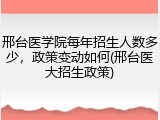 邢台医学院每年招生人数多少，政策变动如何(邢台医大招生政策)