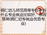 铜仁幼儿师范高等专科学校什么专业就业比较好，原因是啥(铜仁幼专就业优势专业)