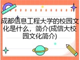 成都信息工程大学的校园文化是什么，简介(成信大校园文化简介)