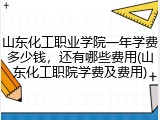 山东化工职业学院一年学费多少钱，还有哪些费用(山东化工职院学费及费用)