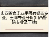 山西警官职业学院有哪些专业，王牌专业分析(山西警院专业及王牌)