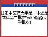 甘肃中医药大学是一本还是本科第二批(甘肃中医药大学批次)