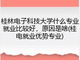 桂林电子科技大学什么专业就业比较好，原因是啥(桂电就业优势专业)