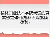 榆林职业技术学院就读的真实感觉如何(榆林职院就读体验)