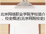 北京网络职业学院学校简介，校史概述(北京网院校史)