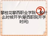 攀枝花攀西职业学院一般什么时候开学(攀西职院开学时间)