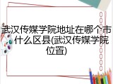 武汉传媒学院地址在哪个市，什么区县(武汉传媒学院位置)