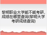 黎明职业大学能不能考研，成绩在哪里查询(黎明大学考研成绩查询)
