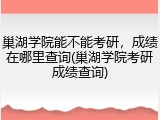 巢湖学院能不能考研，成绩在哪里查询(巢湖学院考研成绩查询)