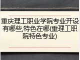 重庆理工职业学院专业开设有哪些,特色在哪(重理工职院特色专业)