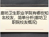 廊坊卫生职业学院有哪些知名校友，简单分析(廊坊卫职院校友概况)