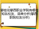 攀枝花攀西职业学院有哪些知名校友，简单分析(攀西职院校友分析)