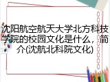 沈阳航空航天大学北方科技学院的校园文化是什么，简介(沈航北科院文化)