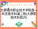 太原城市职业技术学院是一本还是本科第二批(太原职院本科批次)