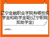 辽宁金融职业学院有哪些奖学金和助学金呢(辽宁职院奖助学金)