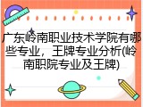 广东岭南职业技术学院有哪些专业，王牌专业分析(岭南职院专业及王牌)