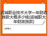 运城职业技术大学一年财政拨款大概多少钱(运城职大年财政拨款)