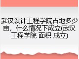 武汉设计工程学院占地多少亩，什么情况下成立(武汉工程学院 面积 成立)