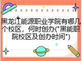 黑龙江能源职业学院有哪几个校区，何时创办("黑能职院校区及创办时间")