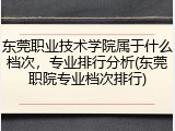 东莞职业技术学院属于什么档次，专业排行分析(东莞职院专业档次排行)