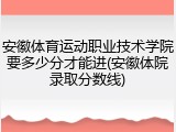 安徽体育运动职业技术学院要多少分才能进(安徽体院录取分数线)