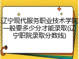 辽宁现代服务职业技术学院一般要多少分才能录取(辽宁职院录取分数线)