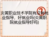 炎黄职业技术学院有没有就业指导，好就业吗(炎黄职院就业指导好吗)
