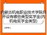 内蒙古机电职业技术学院共开设有哪些类型奖学金(内机电奖学金类型)