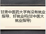 甘肃中医药大学有没有就业指导，好就业吗(甘中医大就业指导)