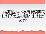 白城职业技术学院就读期间挂科了怎么办呢？(挂科怎么办)