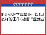 湖北经济学院毕业可以找什么样的工作(湖经毕业就业)