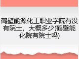 鹤壁能源化工职业学院有没有院士，大概多少(鹤壁能化院有院士吗)